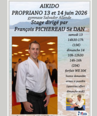 Affiche du stage d'Aïkido à Propriano dirigé par François Pichereau 5ème Dan